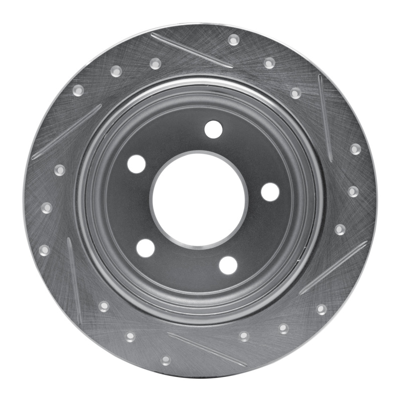 Chrysler 300M Brake Rotor (1) - Rear Left - R1 Concepts - Drilled & Slotted - Silver - `93-`04